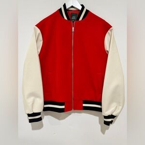 Wild Fable Red Black and Cream Game Day Varsity Jacket XXS